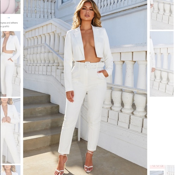 Oh Polly Pants - OHPOLLY BOSSY HIGH WAISTED TROUSERS In WHITE